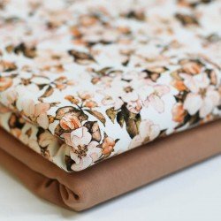 Jersey Katoen Digitale Print - Perzikachtige Bloemenroman Jersey Katoen Digitale Print - Perzikachtige Bloemenroman