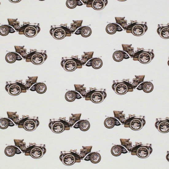 Jersey Cotton Fabric Digital Print - Oldtimer Car Light Beige Jersey Cotton Fabric Digital Print - Oldtimer Car Light Beige - (Jersey Cotton Fabric Digital Print)
