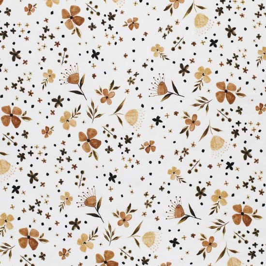 Poplin Katoen Digitale Print - Ditsy Bloemen Camel  - (Katoenen Poplin Bedrukt )