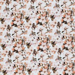 Cotton Poplin Digital Print - Peachy Flower Romance