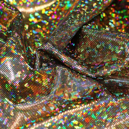 Hologram Stof Glitter Zwart Goud - (Hologram Stoffen)