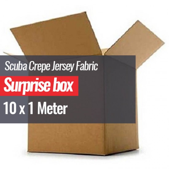 Scuba Crepe Jersey Stof Surprise Box 10 x 1 Meter - (Udsalg Stof)
