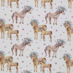 Jersey Cotton Fabric Digital Print - Ponies 