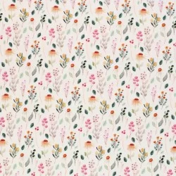Bomuldjersey Digital Print - Naturel Forårsblomst