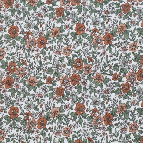 Jersey Coton Impression Numérique - Vintage Floral Cognac - (Jersey Coton Impression Numérique)