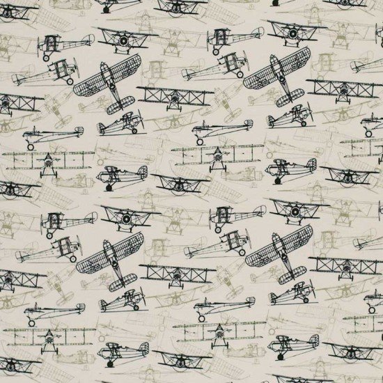 Jersey Coton Impression Numérique - Esquisse D'avion Beige - (Jersey Coton Impression Numérique)