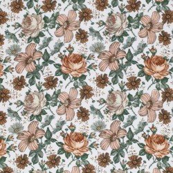 Cotton Poplin Digital Print - English Garden Peach