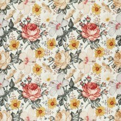 Cotton Poplin Digital Print - English Garden Ecru