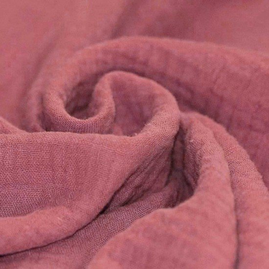 Tissu Double Gaze De Coton Framboise - (Tissus Deco)