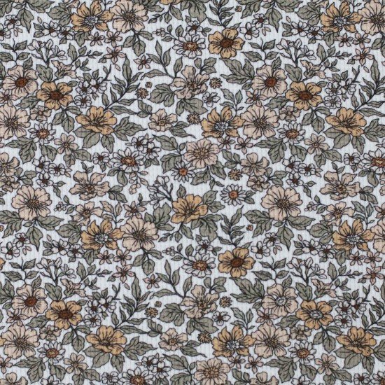 Tessuto Jersey Di Waffle Piqué - Vintage Floreale Pesca - (Jersey Tessuti)