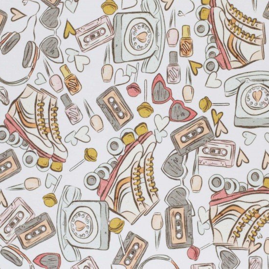 Jersey Di Cotone Stampa Digitale - Pattini a Rotelle Hipster Jersey Di Cotone Stampa Digitale - Pattini a Rotelle Hipster - (Jersey Di Cotone Digitale Stampata)