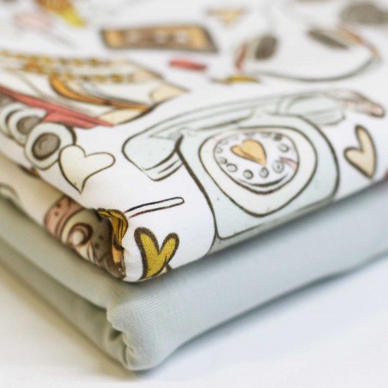 Jersey Di Cotone Stampa Digitale - Pattini a Rotelle Hipster Jersey Di Cotone Stampa Digitale - Pattini a Rotelle Hipster - (Jersey Di Cotone Digitale Stampata)