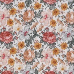 Double Gauze Fabric Digital Print - English Garden Ecru