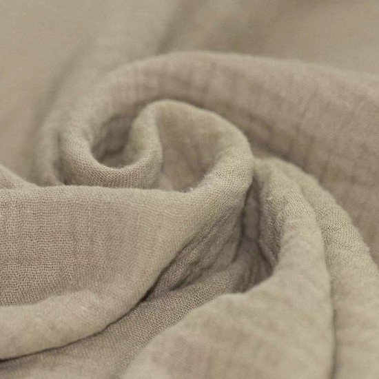 Tissu Double Gaze De Coton Beige Foncé - (Tissus Deco)
