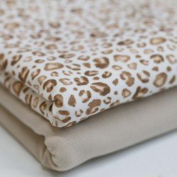 Jersey Cotton Fabric Digital Print - Leopard Print Light Beige