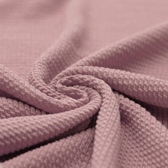 Tessuto Jersey Motivi a Treccia Mini Rosa Antico - (Jersey Tessuti)
