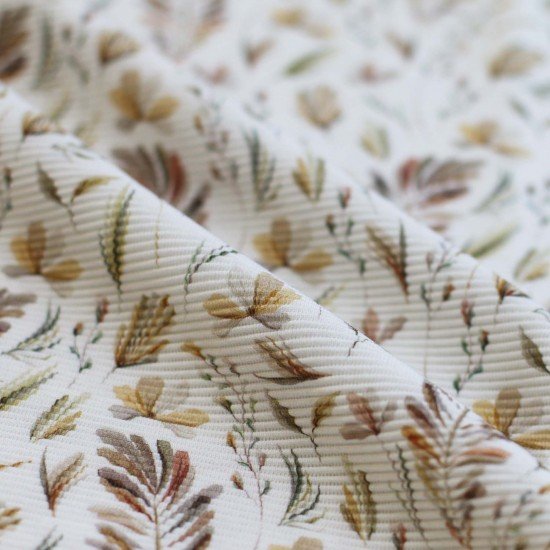 Ottoman Rib Jersey Fabric - Botanical Leaves Ottoman Rib Jersey Fabric - Botanical Leaves - (Jersey Fabrics)