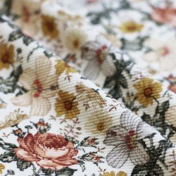 Ottoman Rib Jersey Fabric - English Garden Ecru
