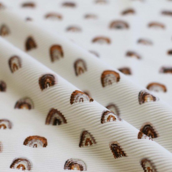 Ottoman Rib Jersey Fabric - Mini Rainbow Light Brown Ottoman Rib Jersey Fabric - Mini Rainbow Light Brown - (Jersey Fabrics)