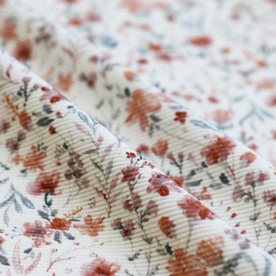 Ottoman Rib Jersey Stof - Water Bloem - (Jersey Stoffen)