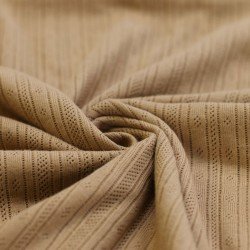 Pointelle Cotton Jersey Fabric (Stripes) Cacao