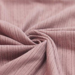Pointelle Cotton Jersey Fabric (Stripes) Old Pink