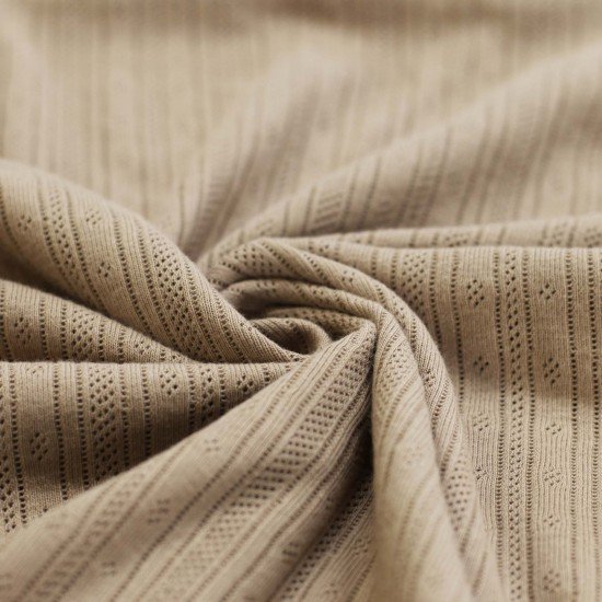 Tissu Jersey Pointoille (Rayures) Beige Foncé - (Tissus Jersey)