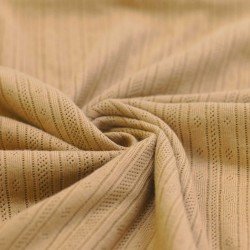 Pointelle Cotton Jersey Fabric (Stripes) Camel