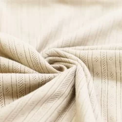 Pointoille Bomuldsjersey Stof (Striber) Naturel Beige