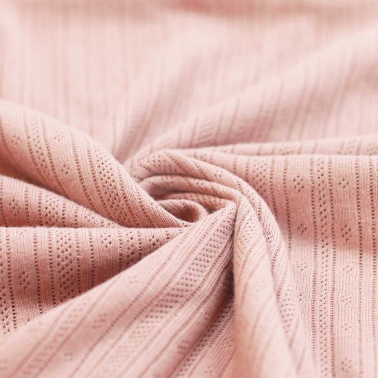 Pointoille Bomuldsjersey Stof (Striber) Nude Pink - (Jerseystoffer)