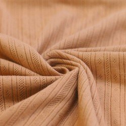 Pointelle Cotton Jersey Fabric (Stripes) Peach