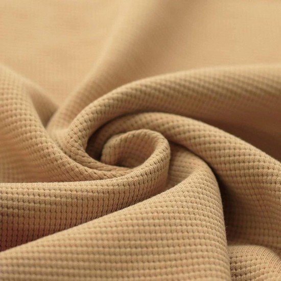 Waffle Knit Jersey Fabric Camel - (Jersey Fabrics)