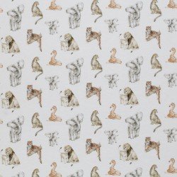 Jersey Cotton Fabric Digital Print - Animals Natural Beige 