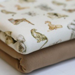Jersey Katoen Digitale Print - Dieren Naturel Beige Jersey Katoen Digitale Print - Dieren Naturel Beige
