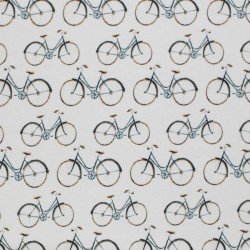 Jersey Cotton Fabric Digital Print - Bicycles Natural Beige 