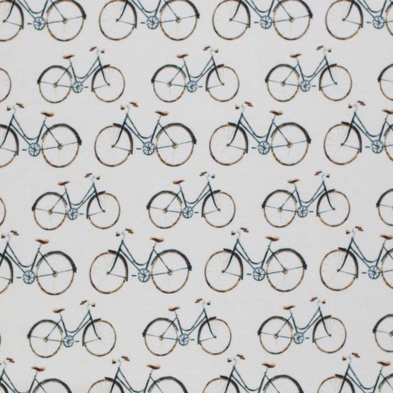 Jersey Cotton Fabric Digital Print - Bicycles Natural Beige 