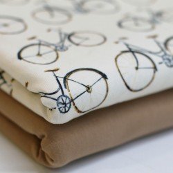 Jersey Katoen Digitale Print - Fietsen Naturel Beige Jersey Katoen Digitale Print - Fietsen Naturel Beige