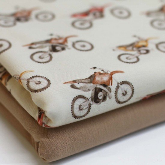 Jersey Cotton Fabric Digital Print - Crosmoters Natural Beige