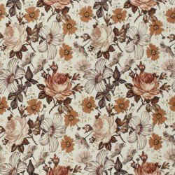 Cotton Poplin Digital Print - English Garden Cacao