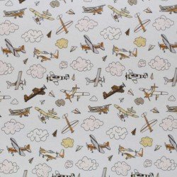 Jersey Cotton Fabric Digital Print - Vintage Airplane