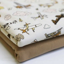 Jersey Katoen Digitale Print - Vintage Vliegtuig Jersey Katoen Digitale Print - Vintage Vliegtuig