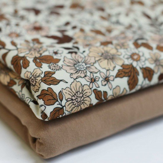 Jersey Coton Impression Numérique - Vintage Floral Cacao Jersey Coton Impression Numérique - Vintage Floral Cacao - (Jersey Coton Impression Numérique)