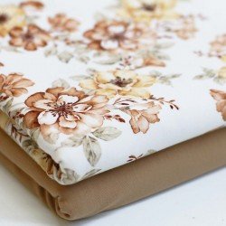 Jersey Katoen Digitale Print - Franse Bloem Cacao Jersey Katoen Digitale Print - Franse Bloem Cacao