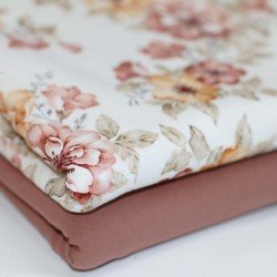 Jersey Cotton Fabric Digital Print - French Flower Clay Pink