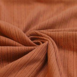 Pointelle Cotton Jersey Fabric (Stripes) Cognac