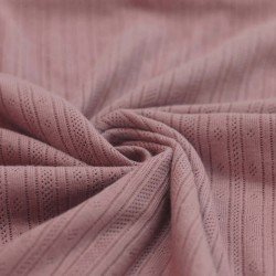 Pointelle Cotton Jersey Fabric (Stripes) Old Mauve