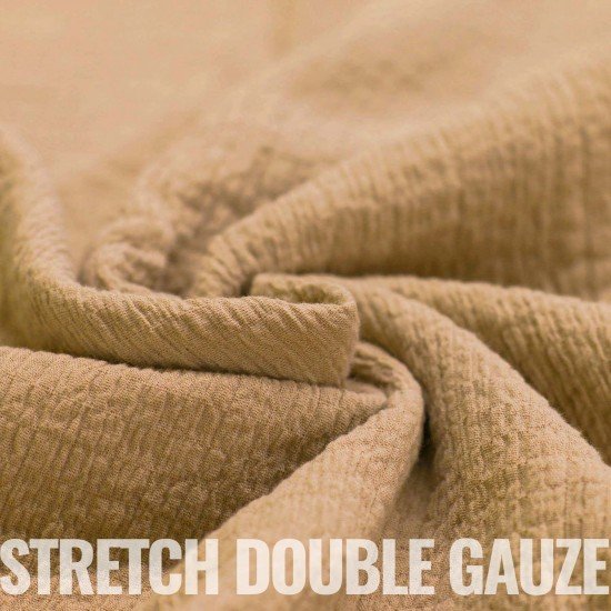 Tissu Double Gaze Stretch Chameau - (Tissus Deco)