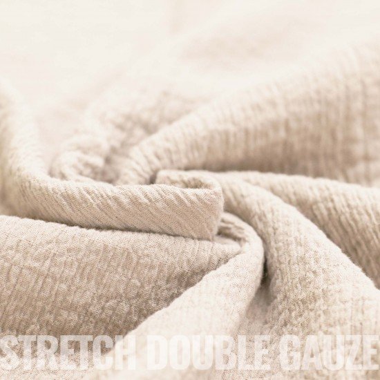 Tissu Double Gaze Stretch Beige Clair - (Tissus Deco)
