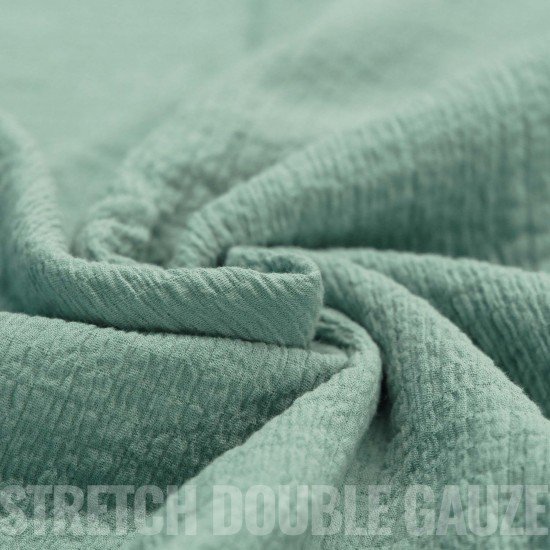 Stretch Double Gauze Fabric Old Green Stretch Double Gauze Fabric Old Green