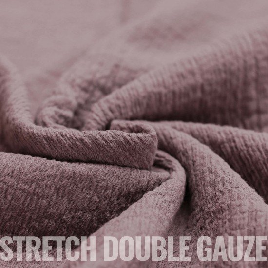 Tissu Double Gaze Stretch Vieux Mauve - (Tissus Deco)